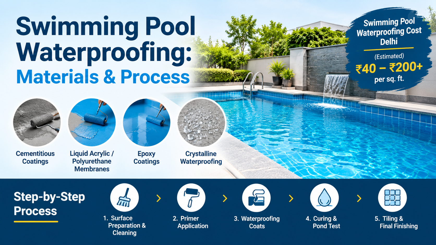 swimming pool waterproofing cost delhi