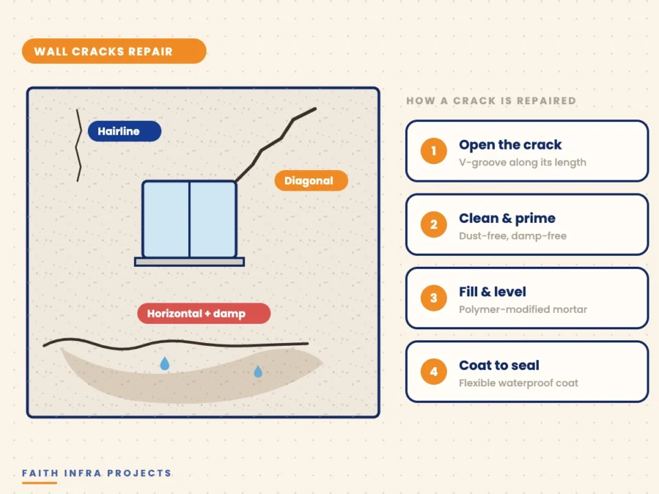 Wall cracks repair